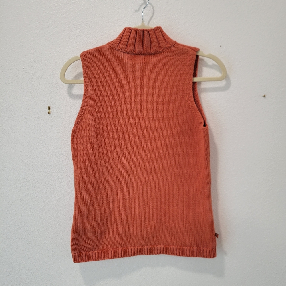 Vintage Ralph Lauren Womens S Sleeveless Turtleneck Sweater Orange 100% Cotton - Picture 4 of 4